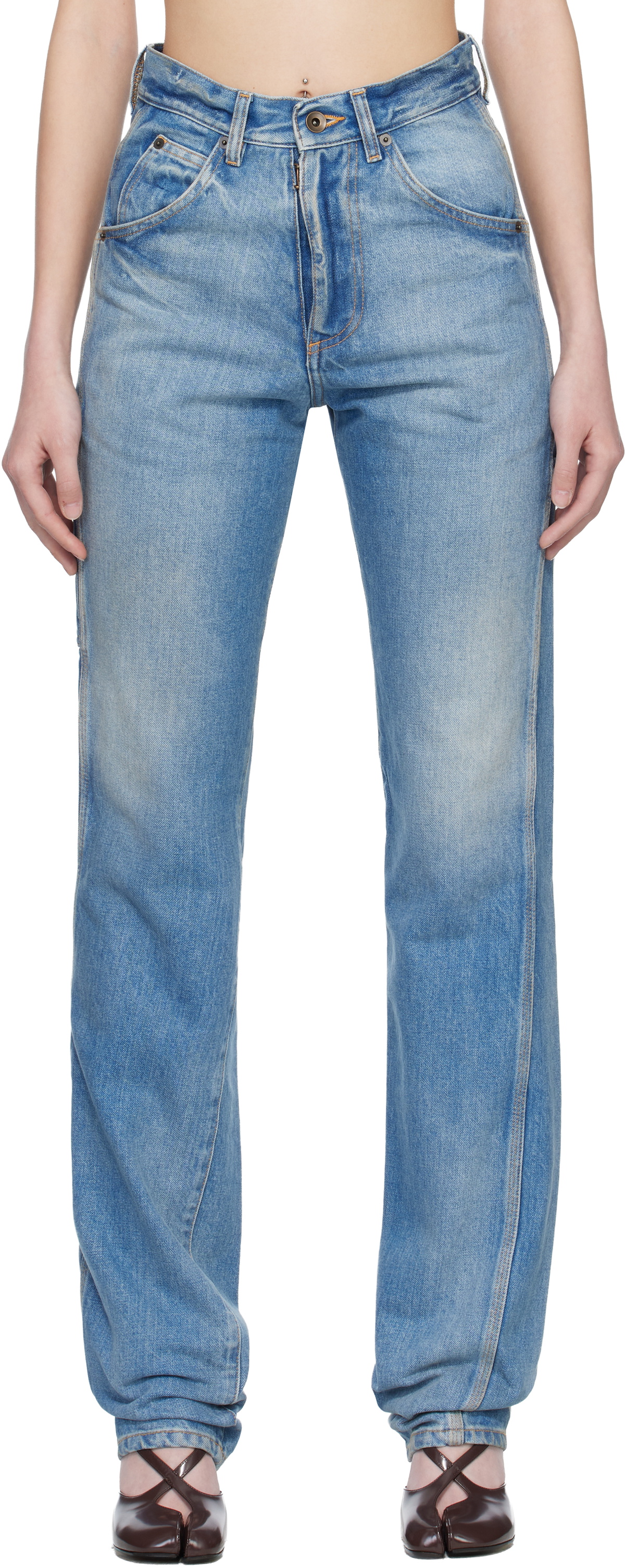 Maison Margiela Blue Straight-Leg Jeans