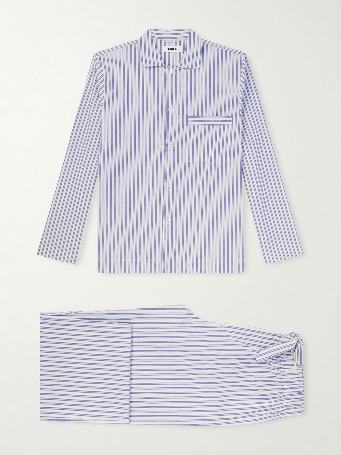 TEKLA - Striped Organic Cotton-Poplin Pyjamas - Gray