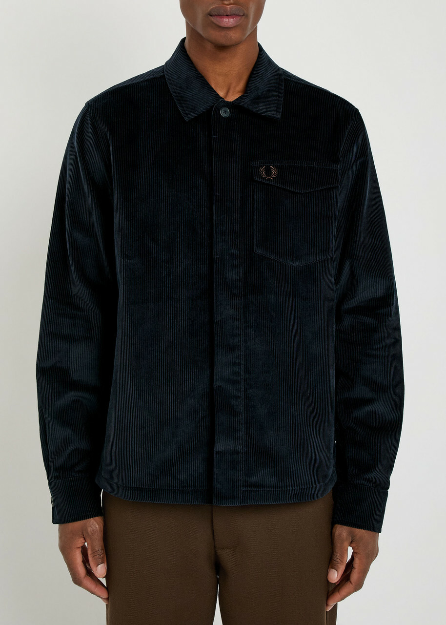Fred Perry Logo-embroidered Corduroy Overshirt Navy