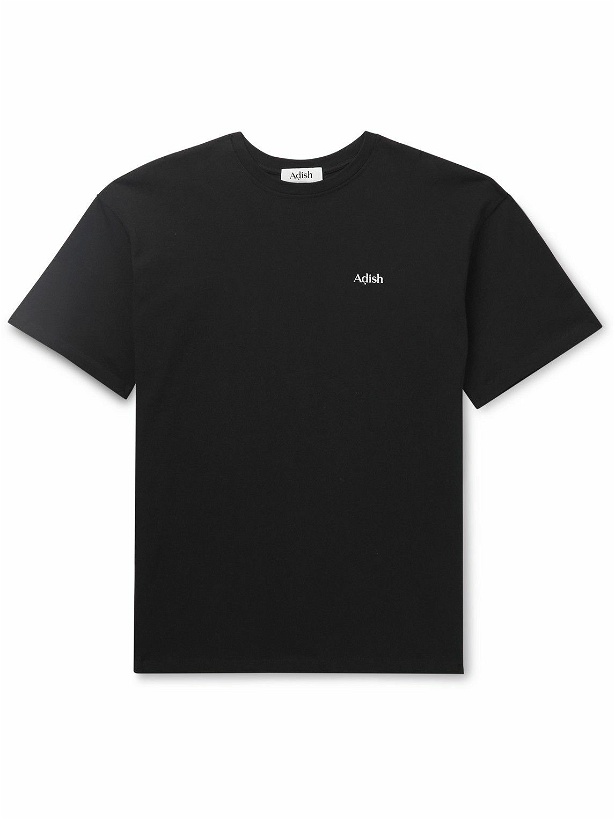 Photo: Adish - Halak Logo-Print Embroidered Cotton-Jersey T-Shirt - Black
