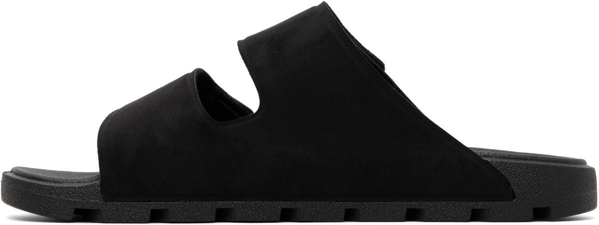 Hugo Black Faux-Suede Logo Detailing Sandals