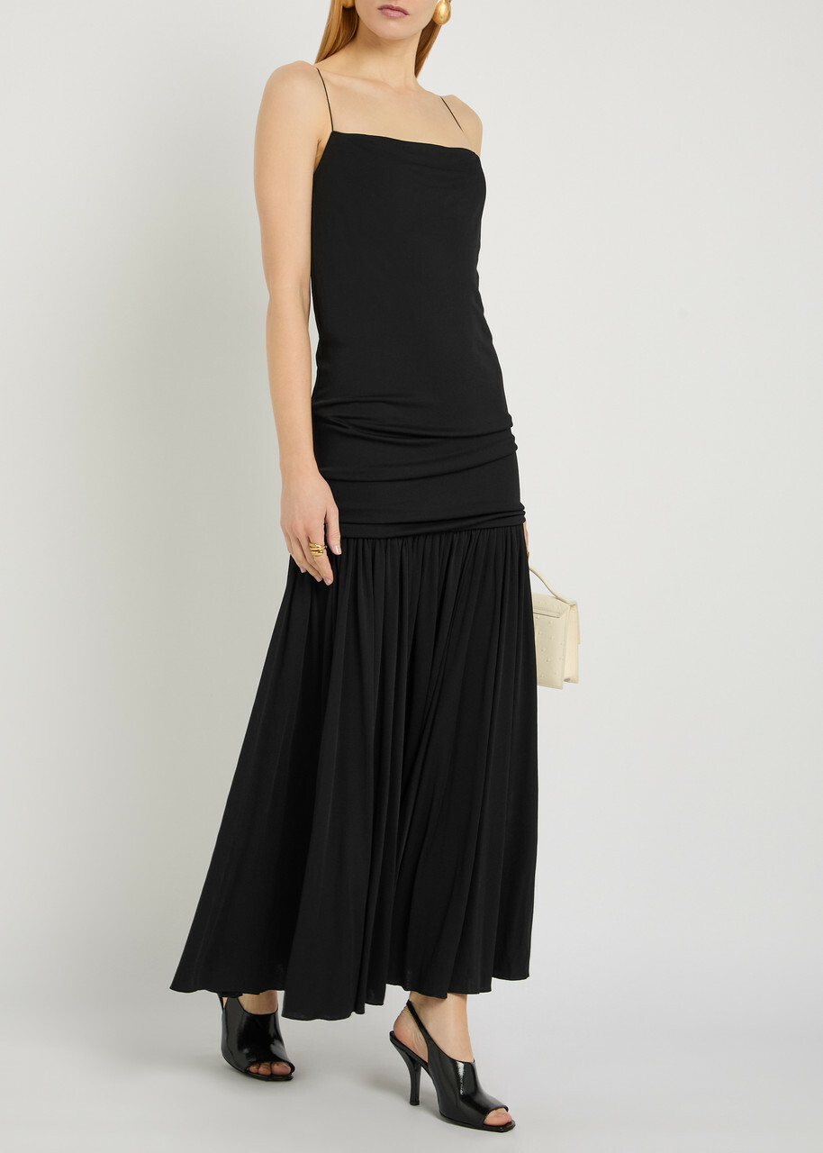 Jacquemus La Robe Abiha Draped Jersey Maxi Dress Black