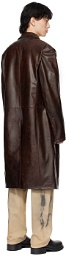 Acne Studios Brown Single-Breasted Leather Coat