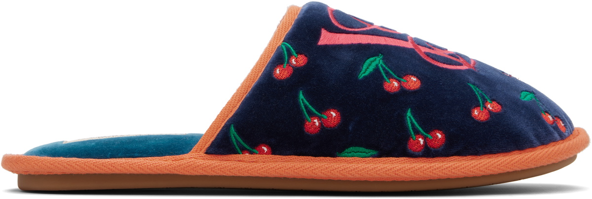 Valentino Garavani Navy Ta Chambre Slippers