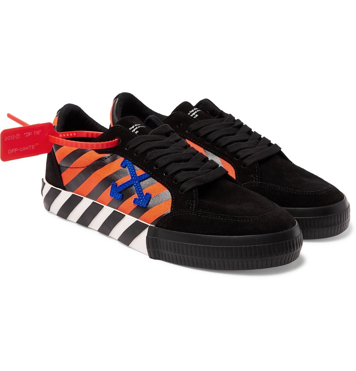 Ark renhed skive Off-White - Striped Canvas and Suede Sneakers - Black Off-White