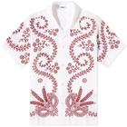 Bode Men's Pilea Embroidered Vacation Shirt in Red/White