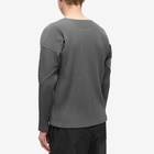 Homme Plissé Issey Miyake Men's Pleated Long Sleeve Top in Bark Grey