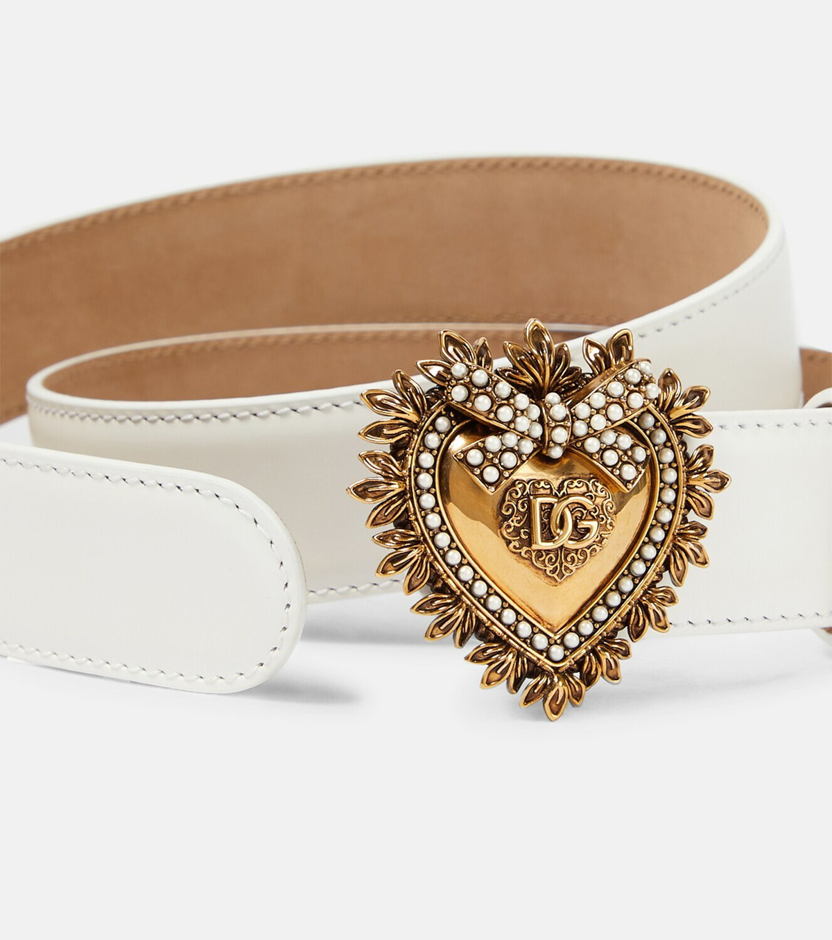 Dolce & Gabbana Red Leather Daisy Crystal Embellished Waist Belt main image 1