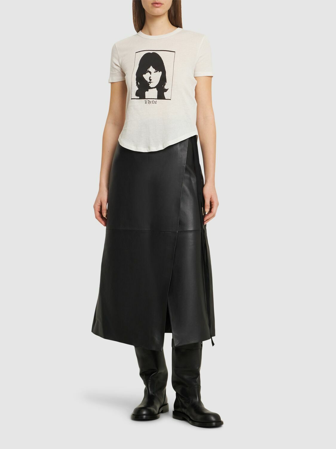 ANN DEMEULEMEESTER Georgette Printed Cotton Jersey T-shirt