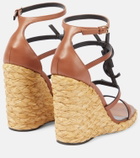 Saint Laurent - Cassandra 115 leather and raffia wedge sandals