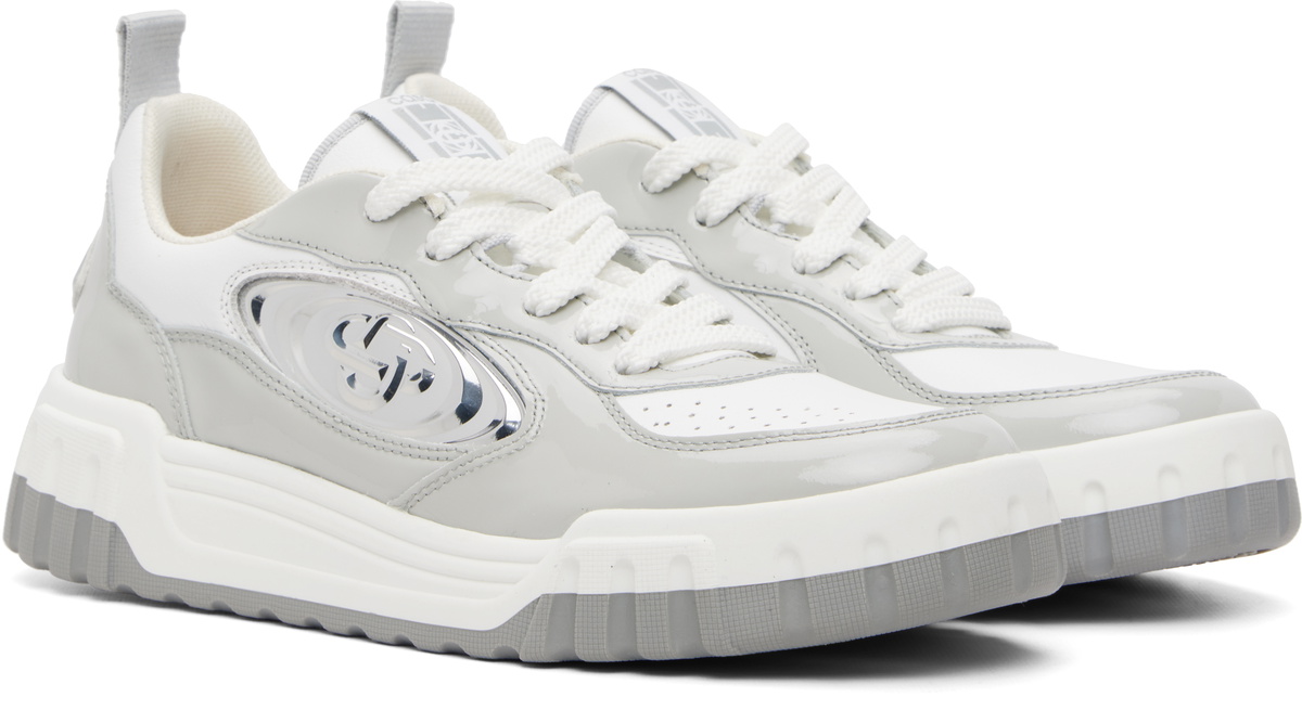 Casablanca Gray & White Court Silver Sneakers
