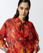 Pinko Shirt With Red Flower And Check Print Multicolour: Red/White