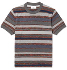 Mr P. - Striped Knitted Cotton-Blend T-Shirt - Gray