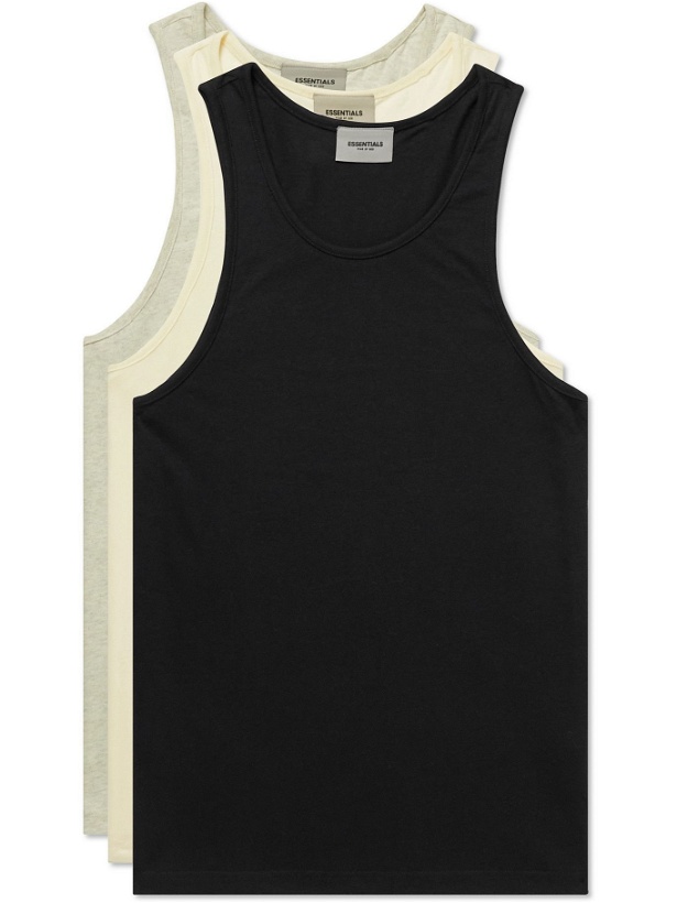 Photo: Fear of God Essentials - Three-Pack Cotton-Blend Jersey Tank Tops - Multi