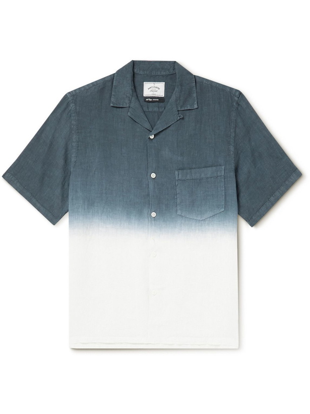 Photo: Portuguese Flannel - Convertible-Collar Dip-Dyed Linen Shirt - White