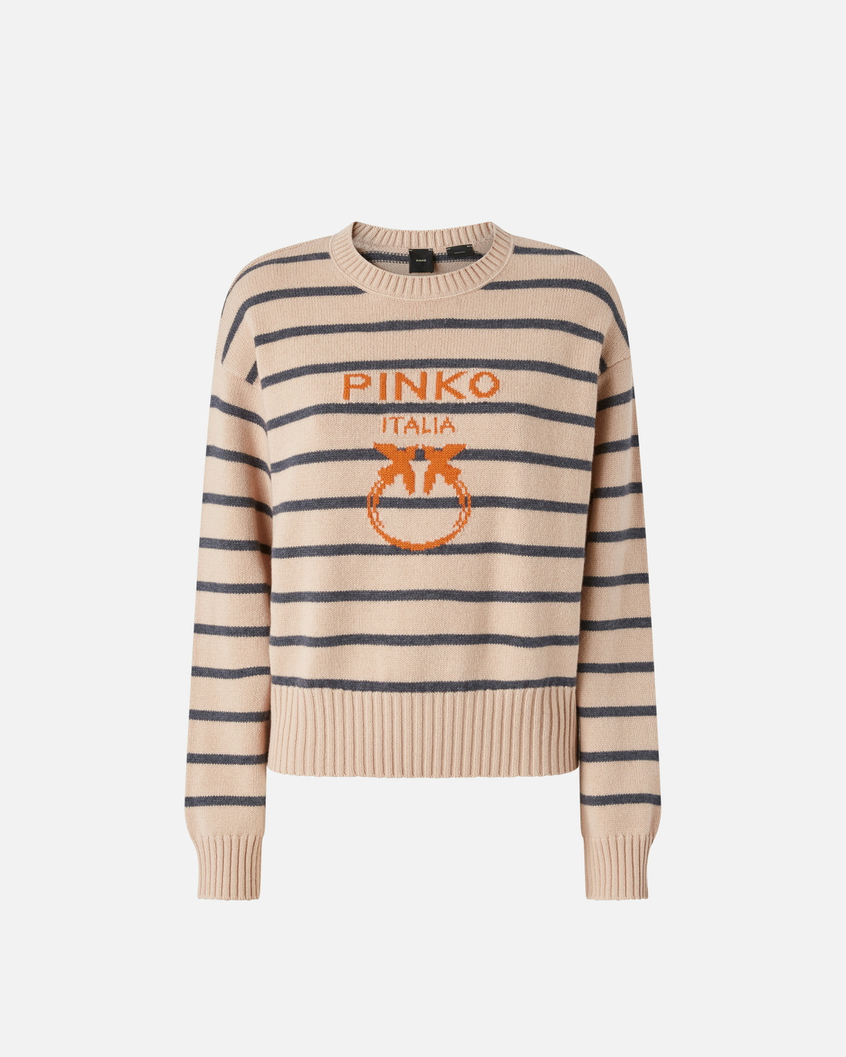 Pinko Striped Sweater With Logo Nude/Grey/Orange