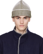 3MAN Khaki & White Ribbed Beanie