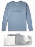 Calvin Klein Underwear - Logo-Embroidered Striped Cotton-Blend Pyjama Set - Blue