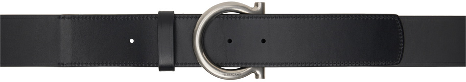 Photo: Ferragamo Black Fixed Gancini Buckle Belt
