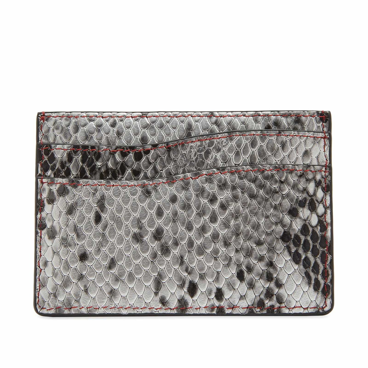 Dime Men's Embossed Leather Cardholder in Silver Snake 