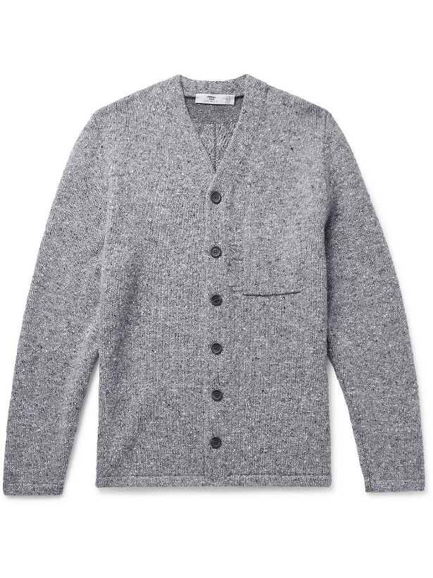 Photo: Inis Meáin - High V Donegal Merino Wool and Cashmere-Blend Cardigan - Gray