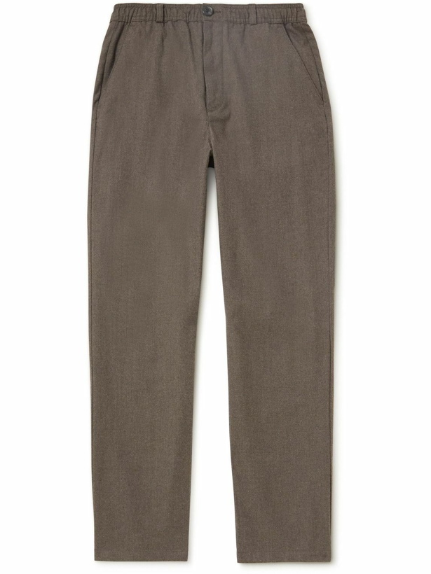 Photo: Oliver Spencer - Wool and Cotton-Blend Flannel Trousers - Brown
