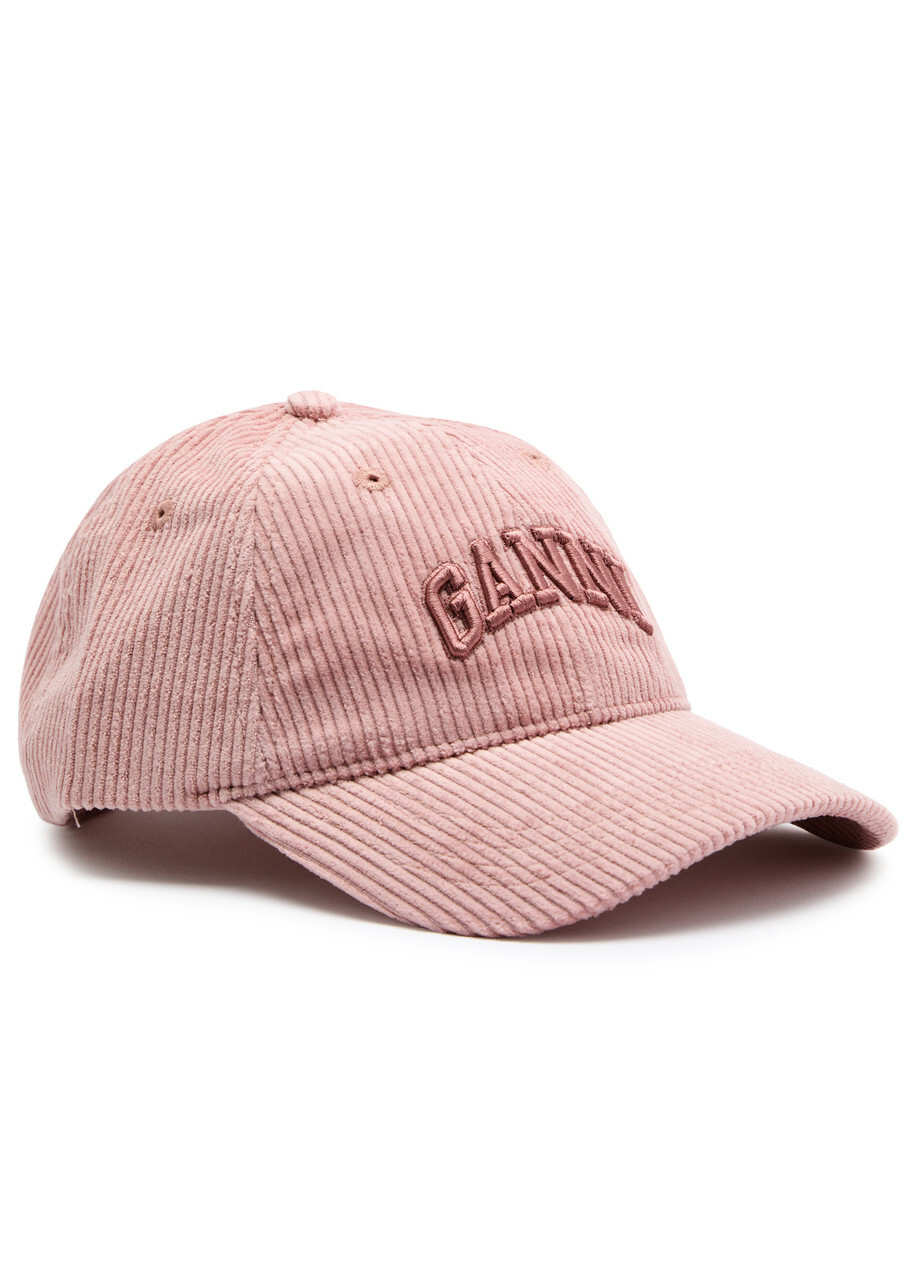 Ganni Logo-embroidered Corduroy cap - Pink - One Size GANNI