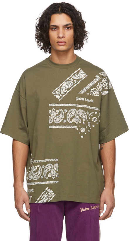 Photo: Palm Angels Green Bandana Print T-Shirt