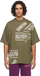 Palm Angels Green Bandana Print T-Shirt