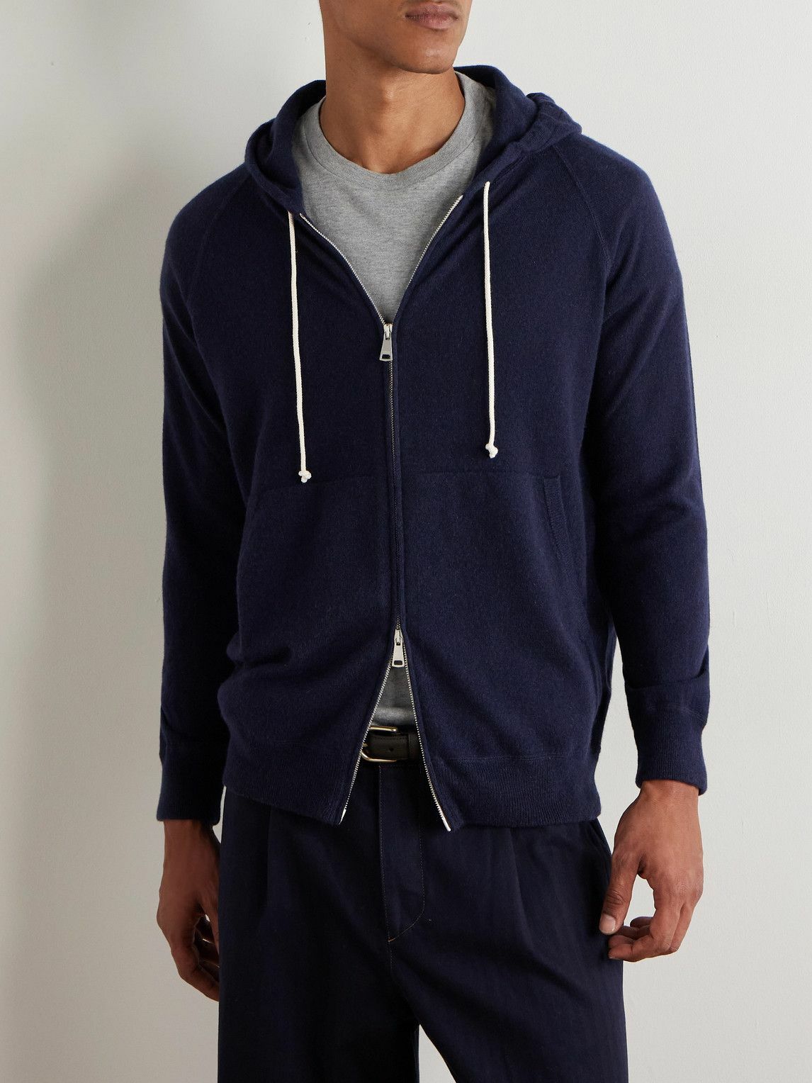 Ghiaia Cashmere - Cashmere Zip-Up Hoodie - Blue
