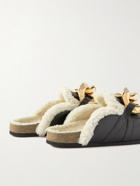 JW Anderson - Embellished Shearling-Lined Leather Loafers - Black