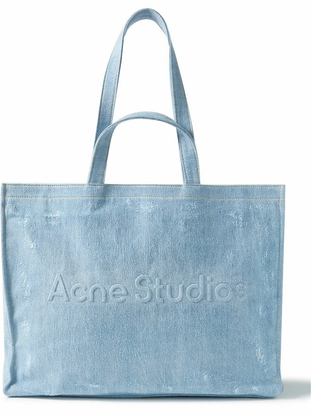 Photo: Acne Studios - Logo-Embossed Distressed Denim Tote Bag