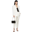 Saint Laurent White Silk Striped Satin Trousers