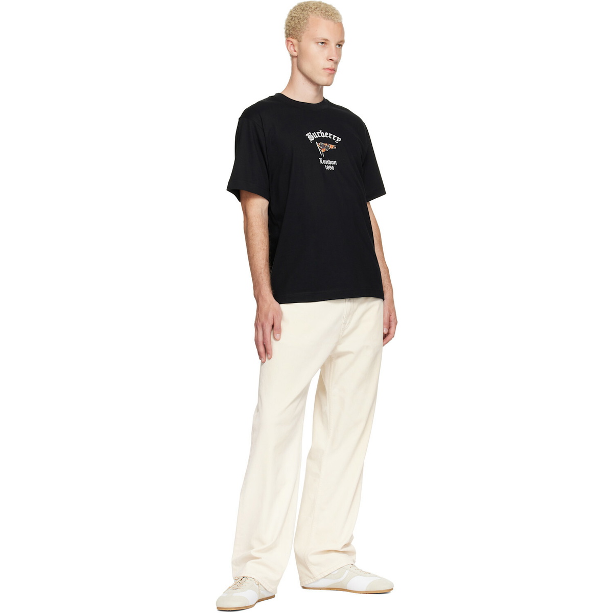 Burberry Black Check Flag Cotton T-shirt