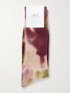 Mr P. - Ribbed Tie-Dyed Cotton-Blend Socks
