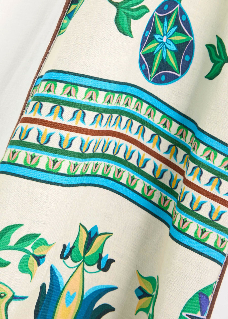 Lug Von Siga Ornella Printed Linen Midi Dress Green