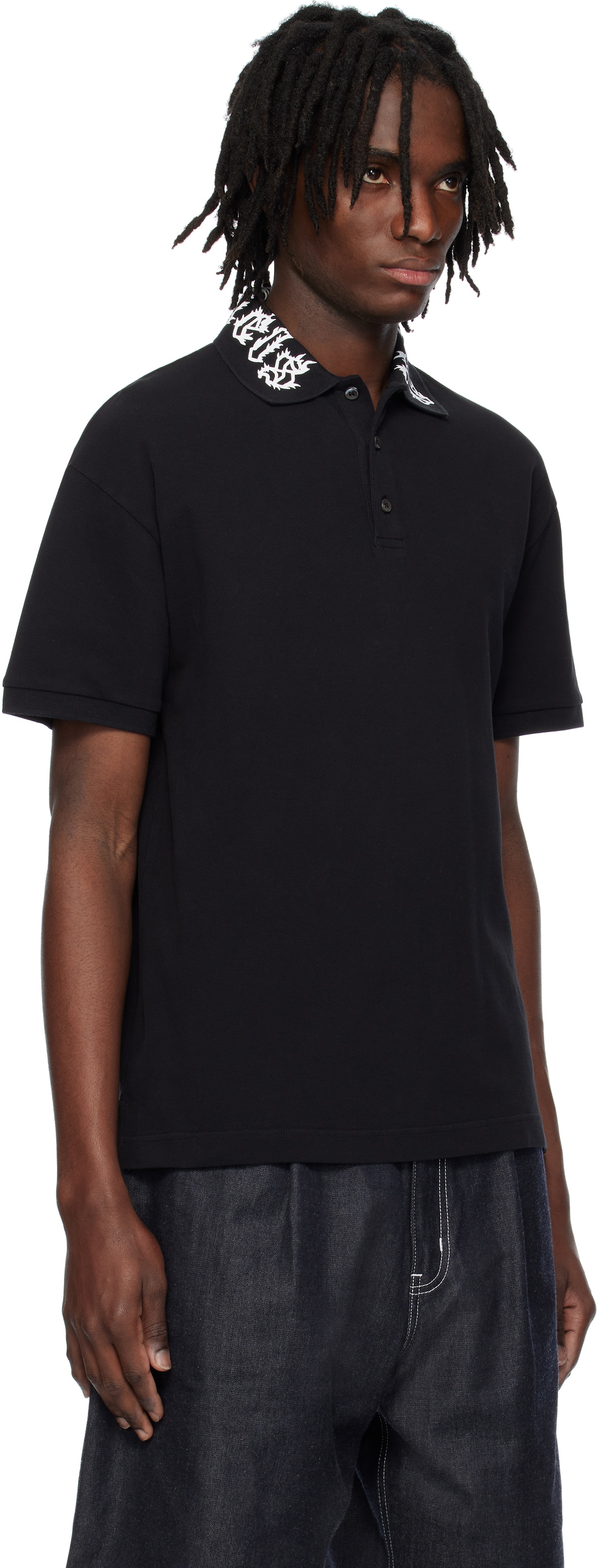 Palm Angels Black Neck Logo Polo