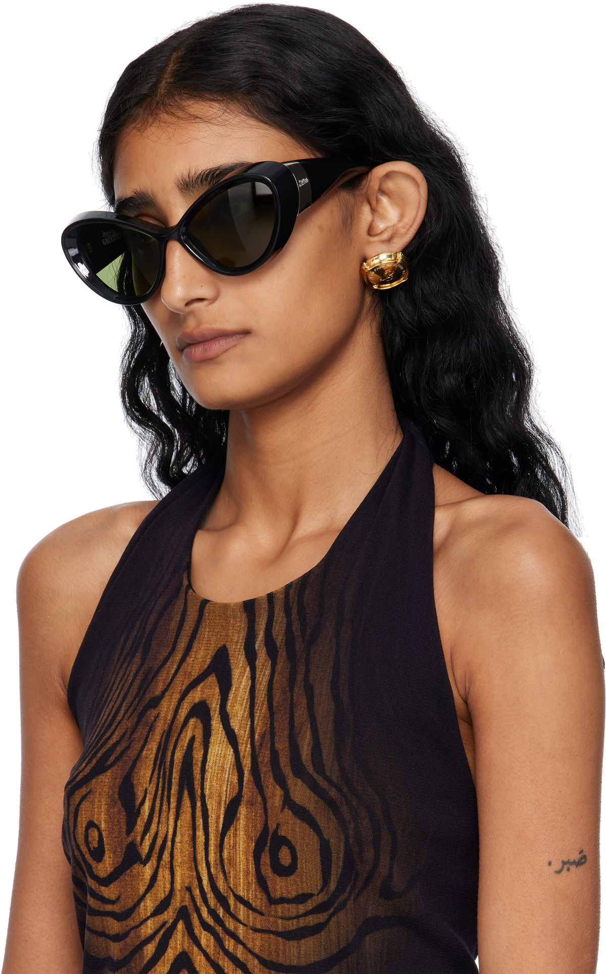 Jean Paul Gaultier Black 'The Parisian Cat' Sunglasses