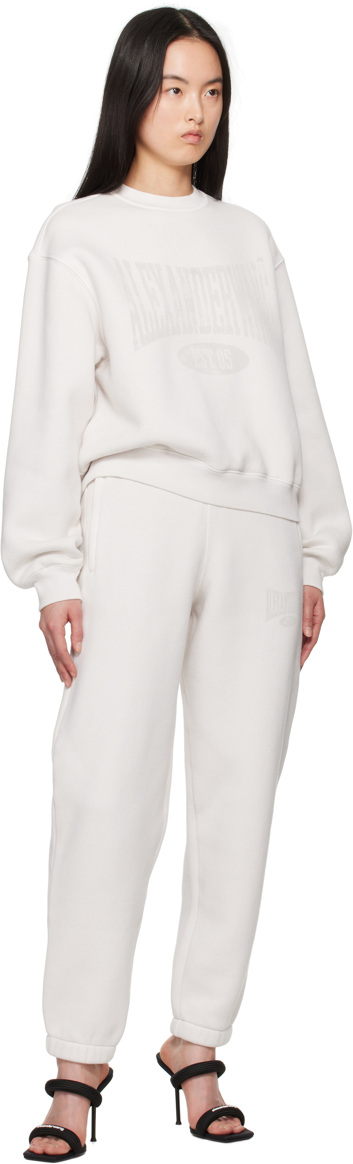 alexanderwang.t Off-White Distressed Logo Sweatshirt