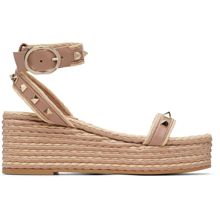 Photo: Valentino Garavani Pink Rockstud Flatform Heeled Sandals
