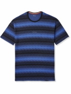 Paul Smith - Logo-Embroidered Striped Cotton and Modal-Blend Piqué T-Shirt - Blue