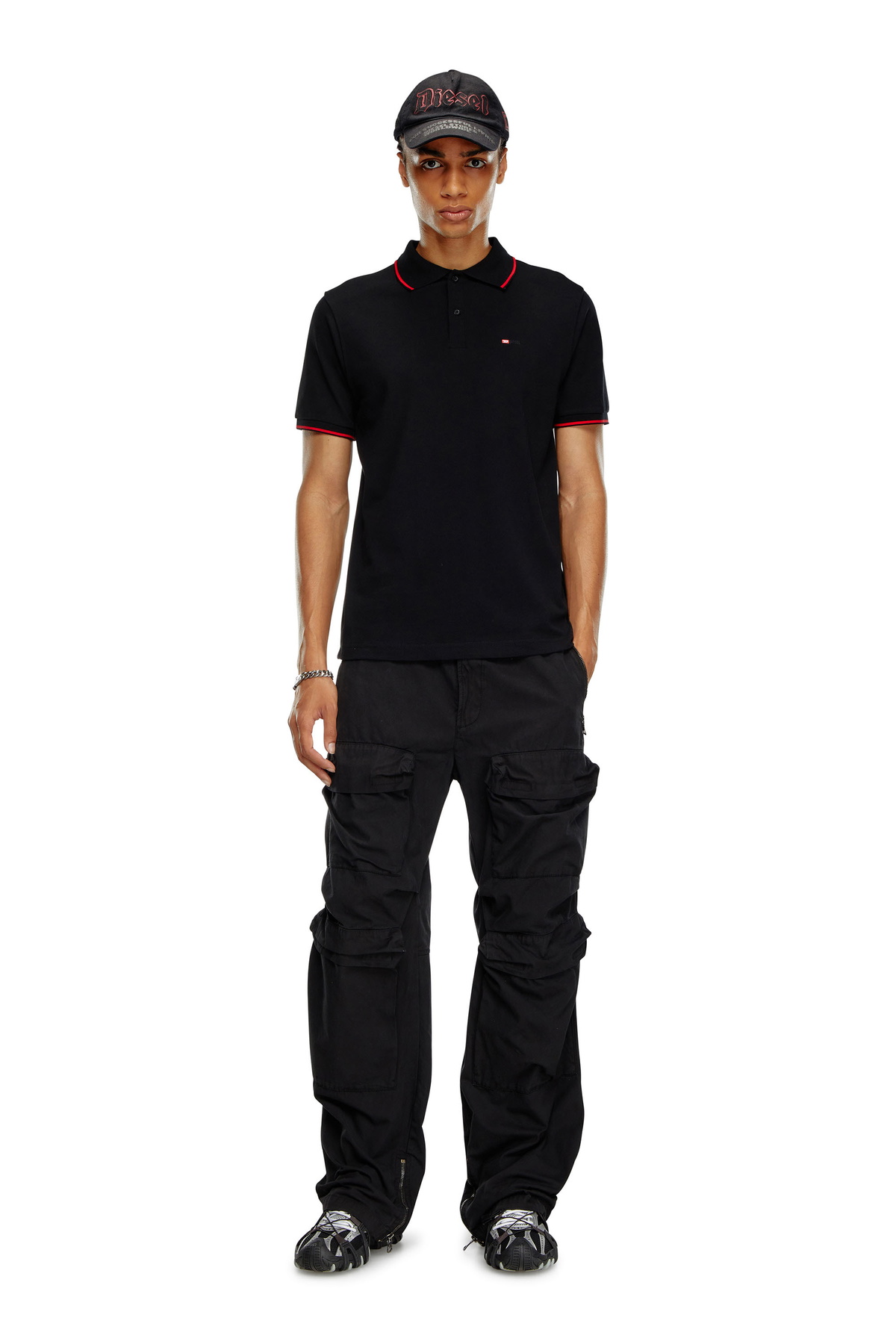 Diesel Polo shirt with micro Diesel embroidery - Polos Mens in Black