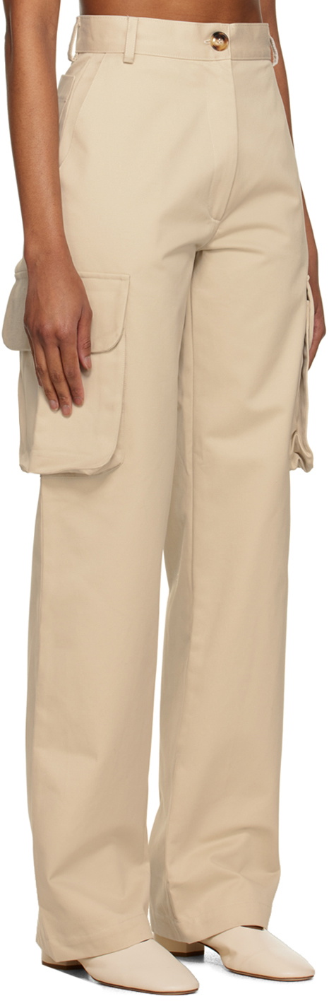 Elleme Beige High-Rise Trousers
