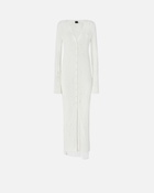 Pinko Long Cardigan Dress In Light Knit With Tears Snow White