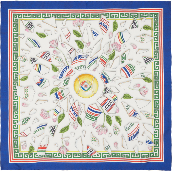 Photo: Casablanca White & Navy Small Silk Scarf
