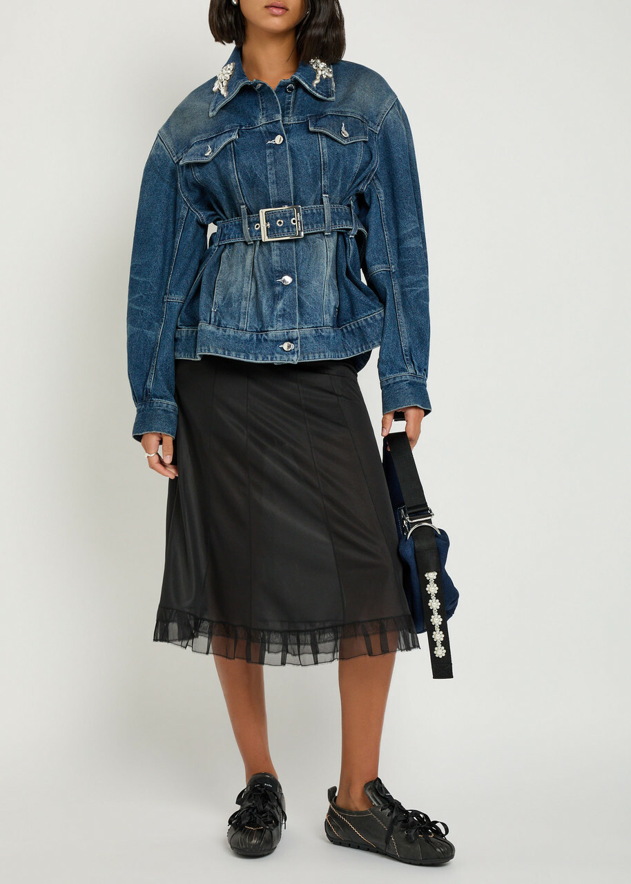 Simone Rocha Embellished Belted Denim Jacket