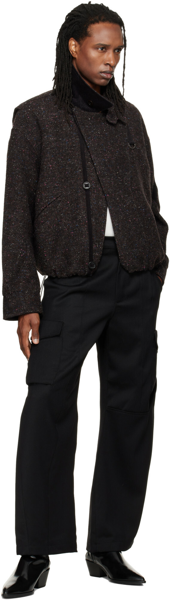 NULLUS Black Low Poly Shift Cargo Pants