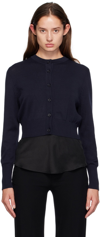 Photo: Silk Laundry Navy Cropped Cardigan