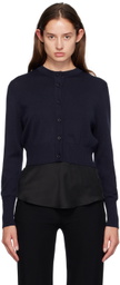 Silk Laundry Navy Cropped Cardigan