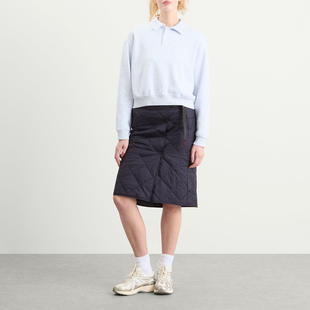 Gramicci Women's Quilted Thermal Midi Skirt in Navy